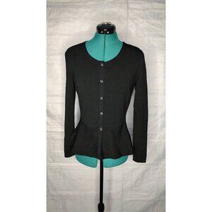 *LAFAYETTE 148 New York Women's Peplum Sweater Black Long Sleeve Viscose Blend S